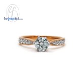 แหวนพิ้งโกลด์ แหวนทองสีชมพู แหวนเพชร  แหวนแต่งงาน แหวนหมั้น - R1291DPG-18K